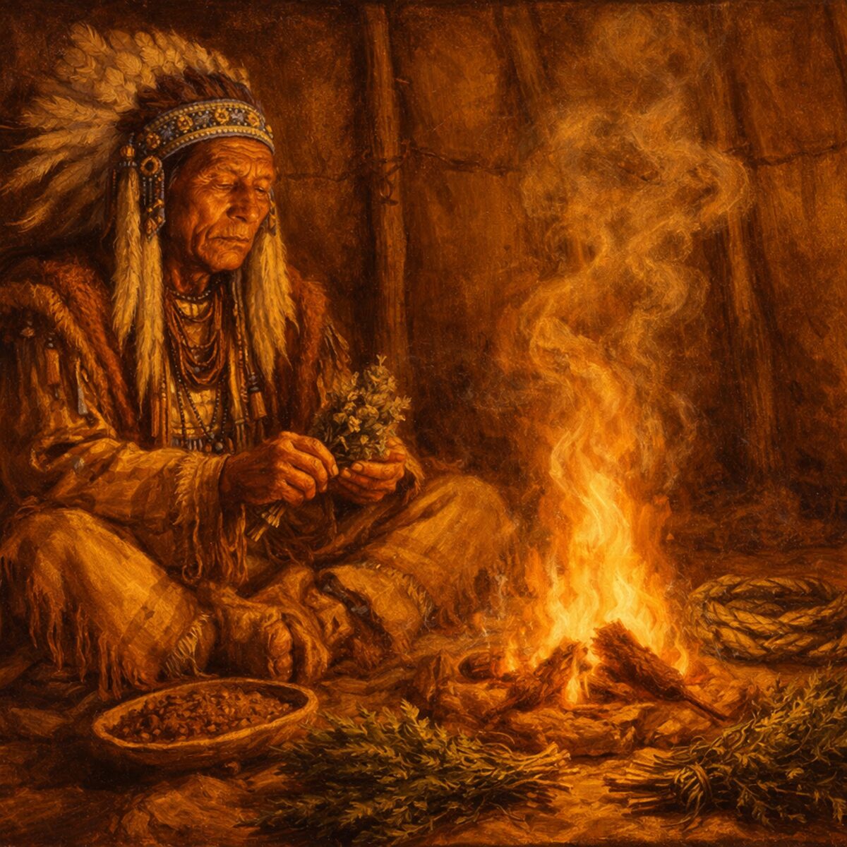 The four sacred medicines of Indigenous peoples - tobacco sweetgrass sage and cedar