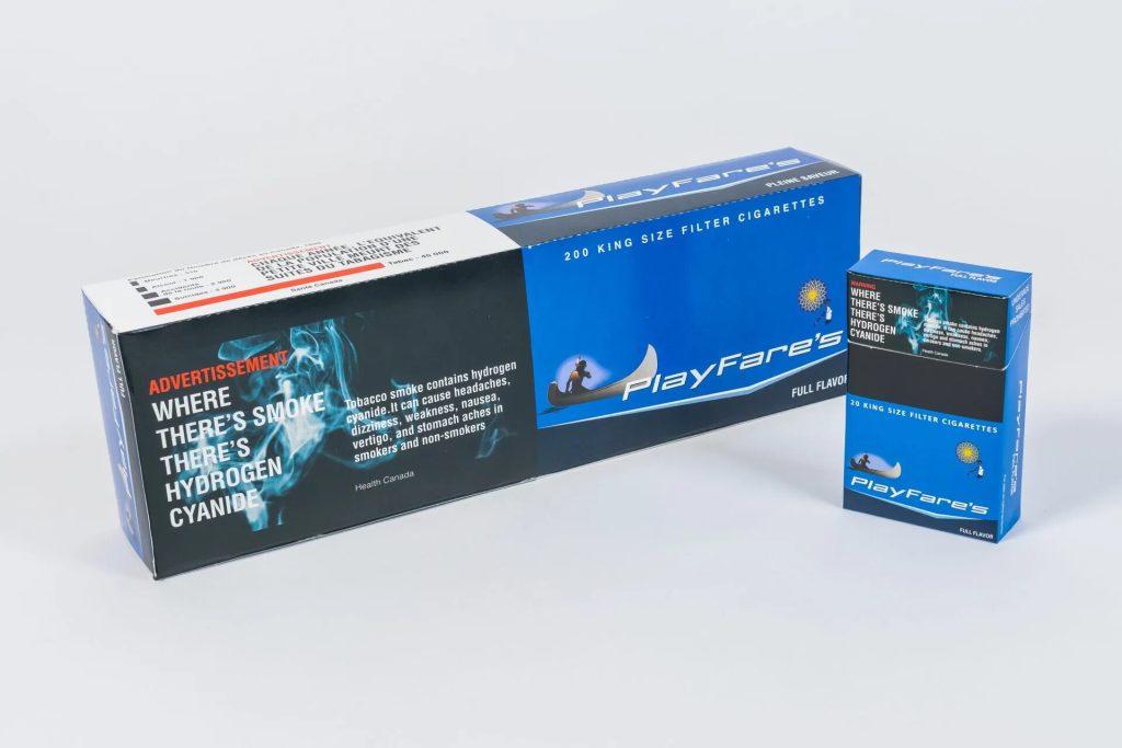 Playfare's King Size full flavour cigarette carton